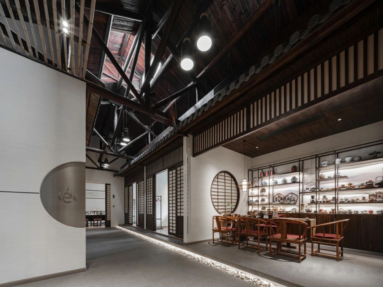 郑州茶室设计公司-江南月缎式茶馆装建设计图
