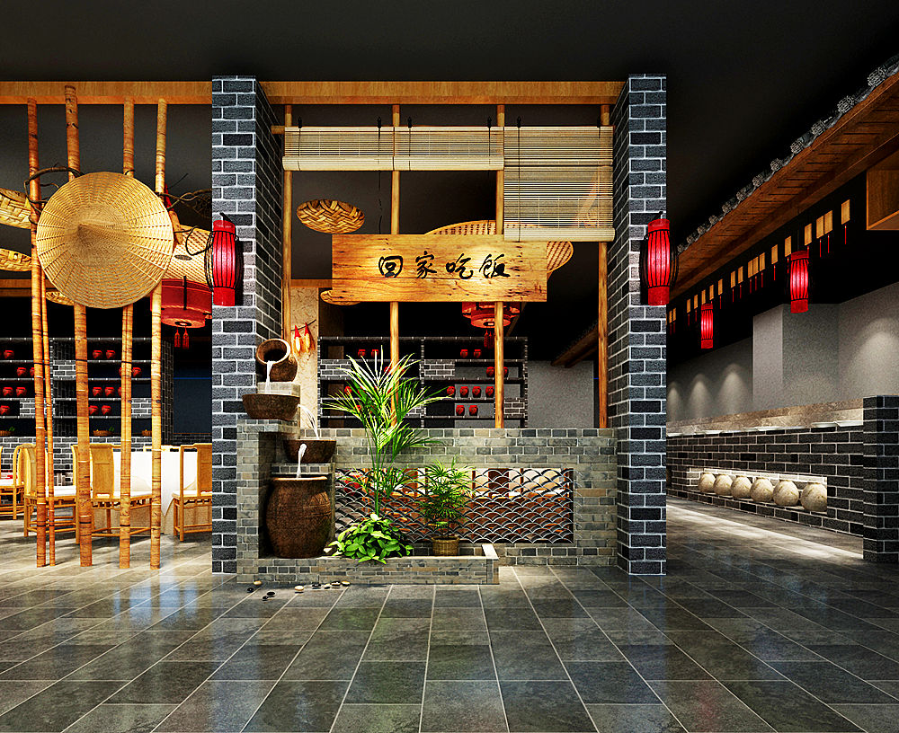 郑州回家吃饭信阳菜馆装建公司设计案例