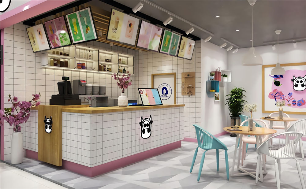 郑州酸奶牛奶茶店装建公司设计案例