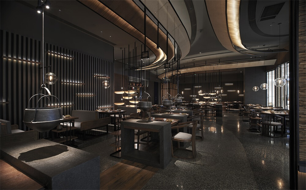 翘脚牛肉火锅店装建—尽膳口福餐厅设计案例(图6)