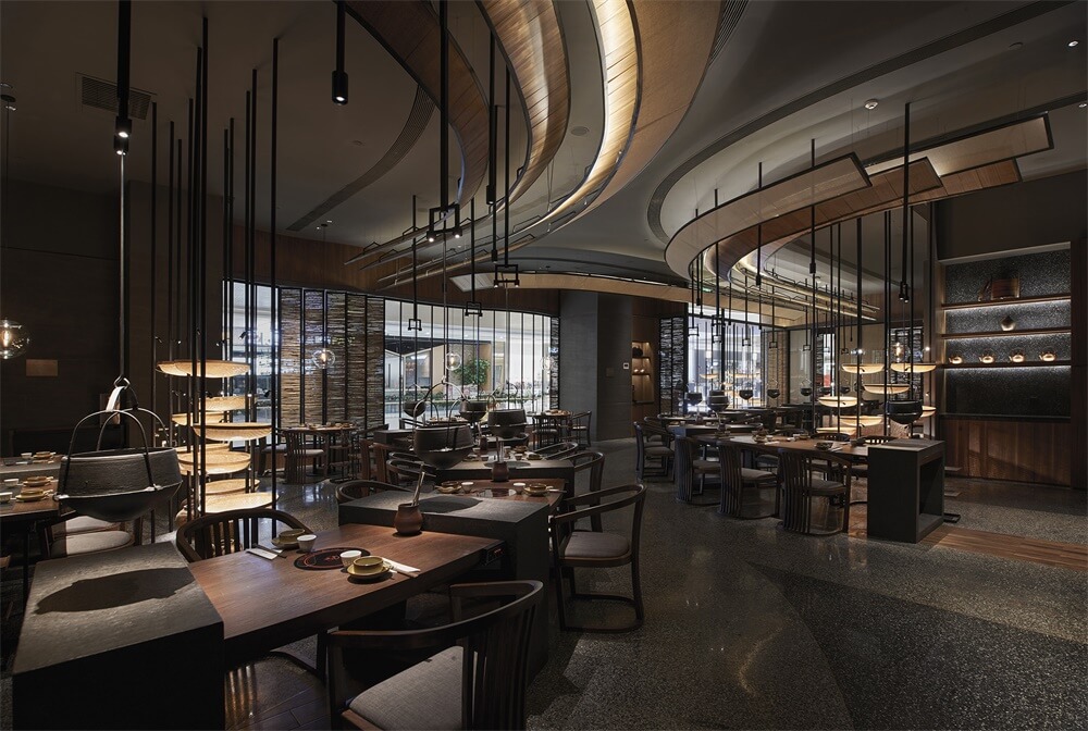 翘脚牛肉火锅店装建—尽膳口福餐厅设计案例(图7)