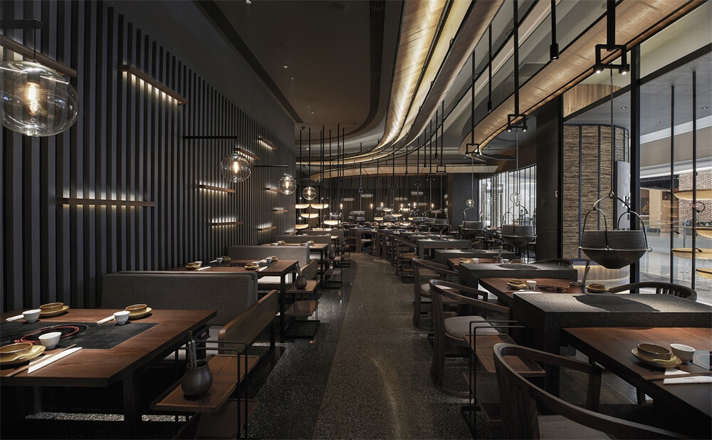 翘脚牛肉火锅店装建—尽膳口福餐厅设计案例(图8)