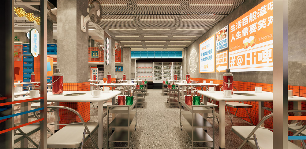 烟火气商人风现熬牛骨火锅店装建设计案例(图5)